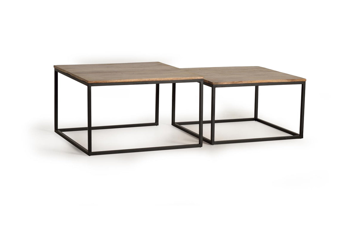 Giner and Colomer - Set Of 2 Mango Wood & Metal Coffee Tables