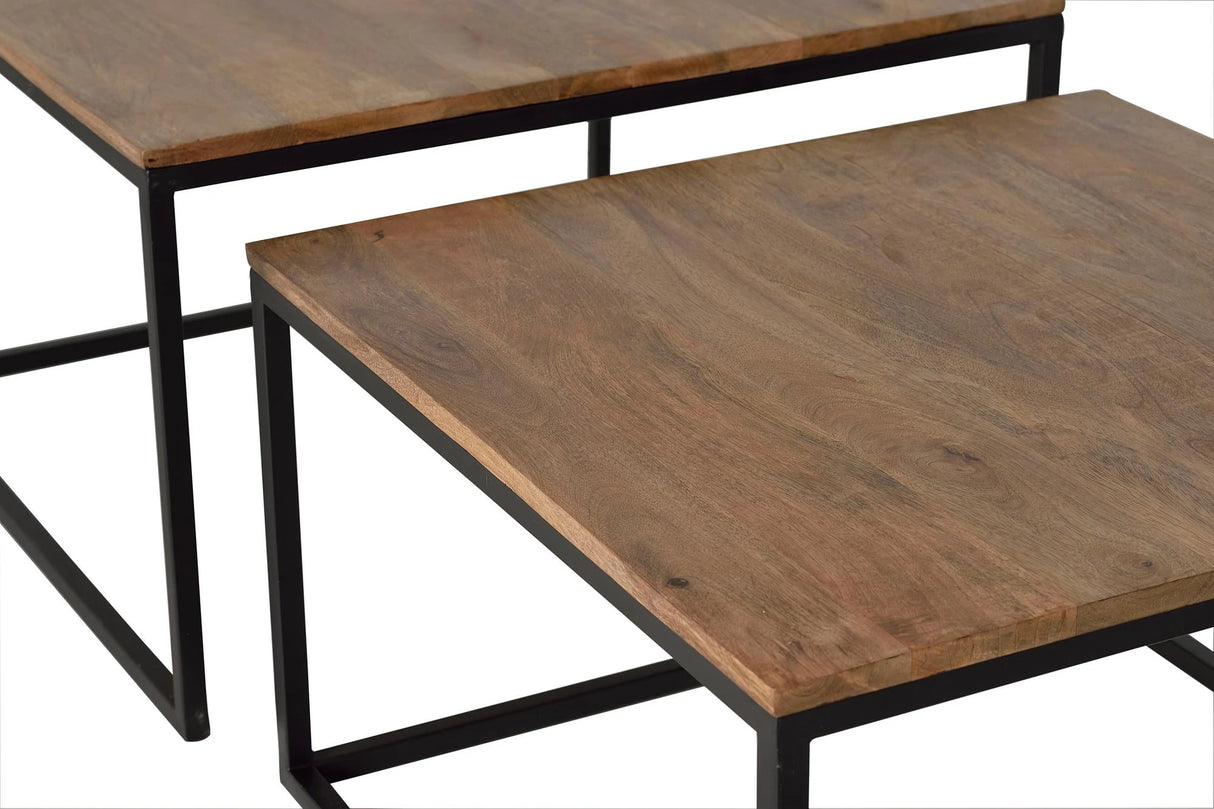 Giner and Colomer - Set Of 2 Mango Wood & Metal Coffee Tables