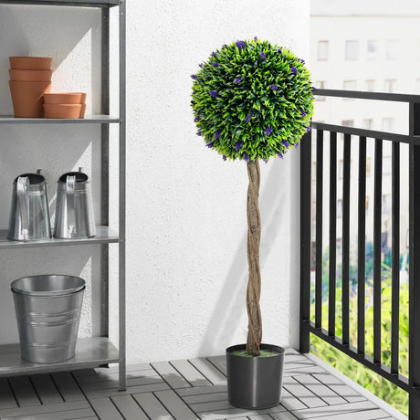115 CM Artificial Boxwood Topiary Tree Fake Lavender Ball Plant-Green