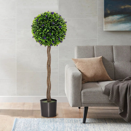 115 CM Artificial Boxwood Topiary Tree Fake Lavender Ball Plant-Green