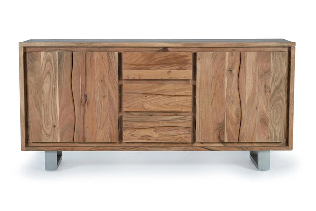 Giner and Colomer - 4-Door, 3-Drawer Acacia Wood Sideboard With Interior Shelves