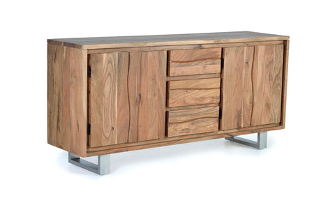 Giner and Colomer - 4-Door, 3-Drawer Acacia Wood Sideboard With Interior Shelves