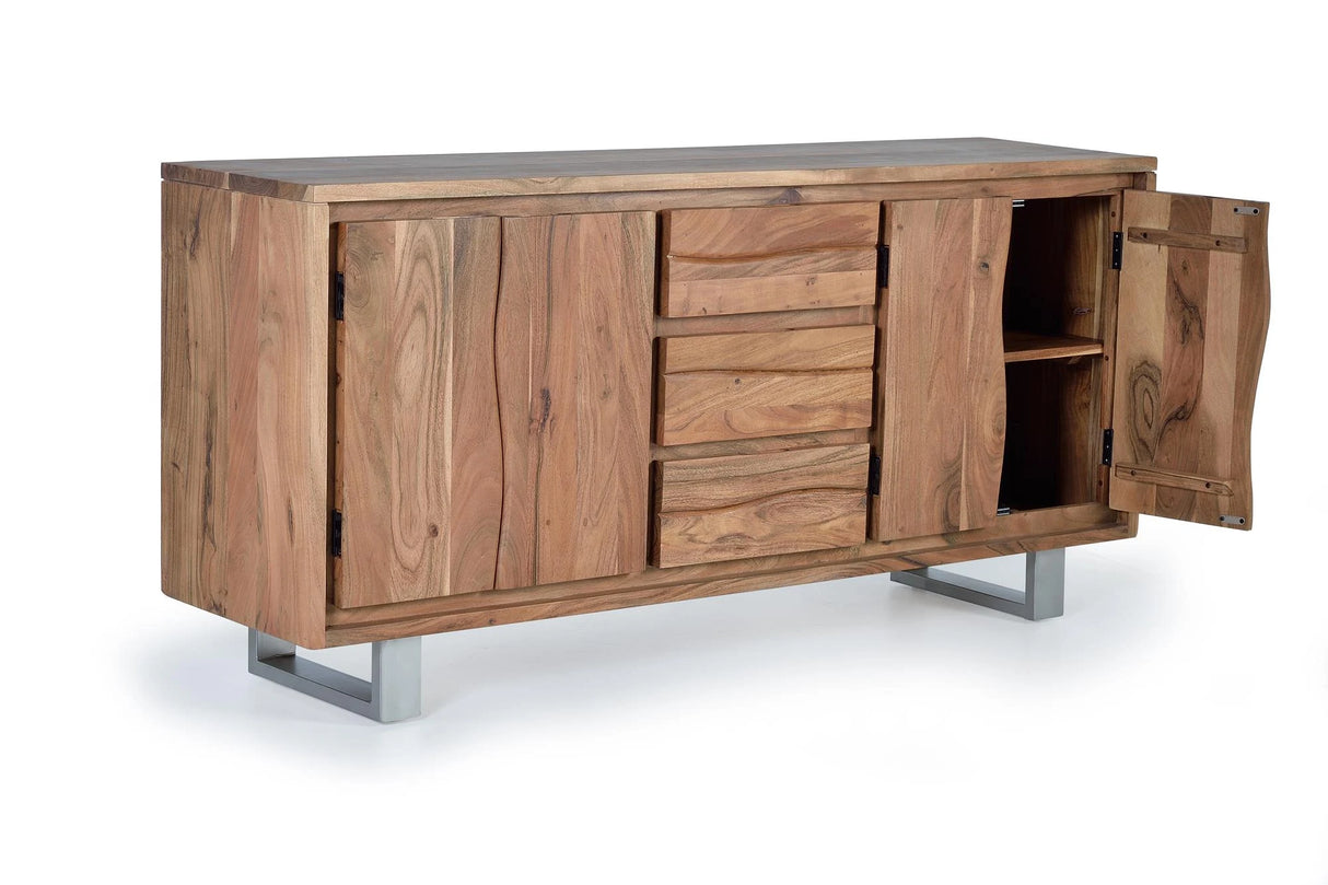 Giner and Colomer - 4-Door, 3-Drawer Acacia Wood Sideboard With Interior Shelves