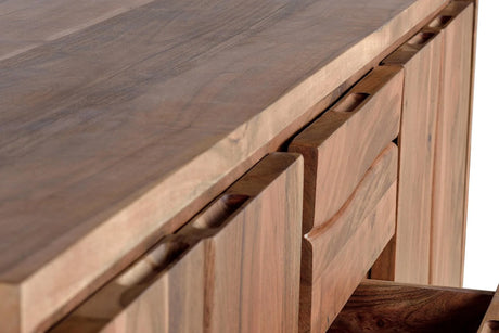 Giner and Colomer - 4-Door, 3-Drawer Acacia Wood Sideboard With Interior Shelves