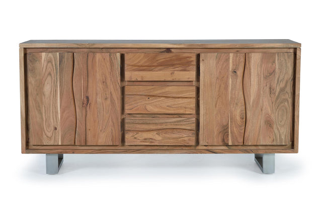 Giner and Colomer - 4-Door, 3-Drawer Acacia Wood Sideboard With Interior Shelves