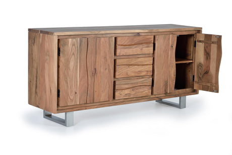Giner and Colomer - 4-Door, 3-Drawer Acacia Wood Sideboard With Interior Shelves
