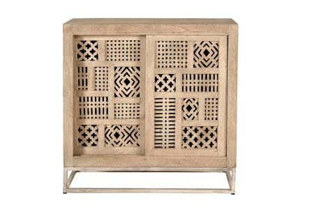 Giner and Colomer - Mango Wood Sideboard With 2 Sliding Doors & Metal Base