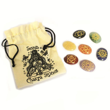 Lrg Stones Chakra Set ( oval shape )