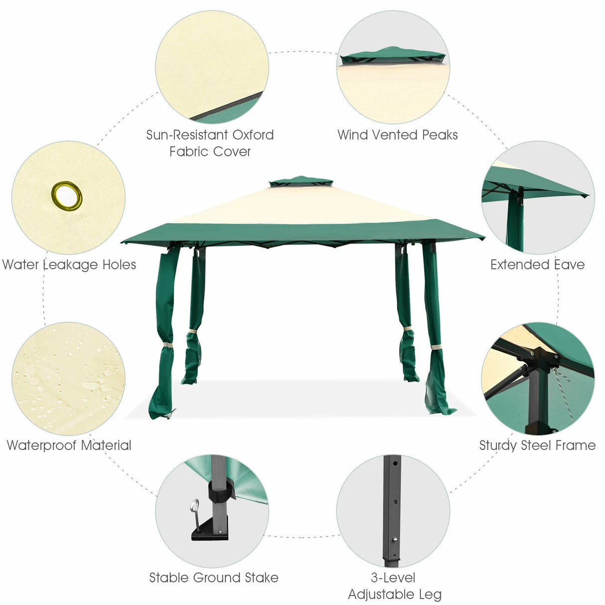 13 Feet x 13 Feet Pop Up Canopy Tent Instant Outdoor Folding Canopy Shelter-Green