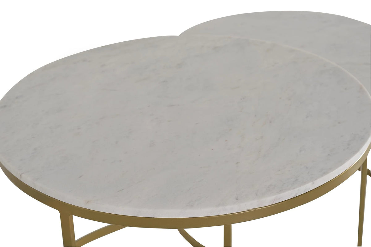 Giner and Colomer - Set Of 2 Metal Coffee Tables With Marble Tops
