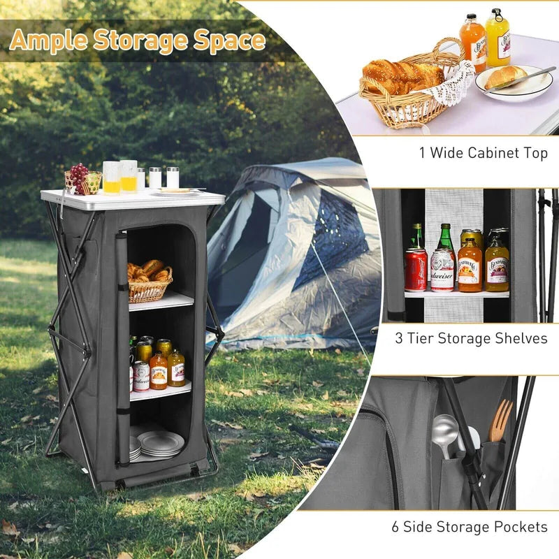 Folding Pop-Up Camping Storage Cabinet with Bag L Size