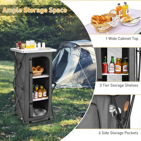 Folding Pop-Up Camping Storage Cabinet with Bag L Size