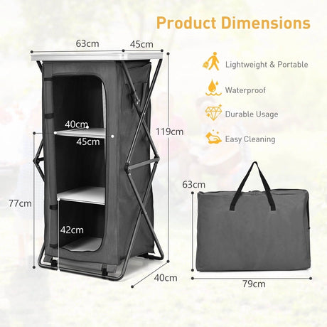 Folding Pop-Up Camping Storage Cabinet with Bag L Size