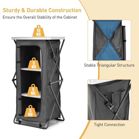 Folding Pop-Up Camping Storage Cabinet with Bag L Size