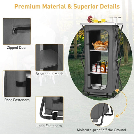 Folding Pop-Up Camping Storage Cabinet with Bag L Size
