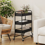 HOMCOM 3-Tier Storage Trolley on Wheels, Rolling Utility Cart with Mesh Backets for Kitchen, Bathroom, Bedroom, Black