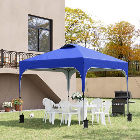 Outsunny 3 x 3(M) Pop Up Gazebo, UPF 50+ Foldable Canopy Tent with Wheeled Carrybag, 4 Leg Weight Bags, Height Adjustable Marquee Shelter 1 person easy setup for Outdoor Garden Patio Party, Blue