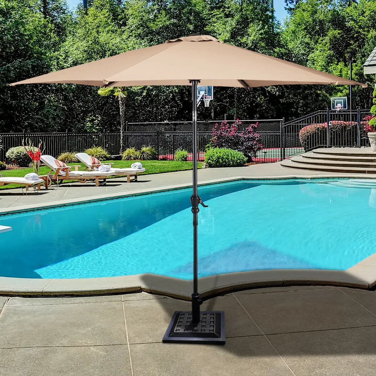 Patio Market Umbrella Base with Adjustable Screw Mechanism for Garden
