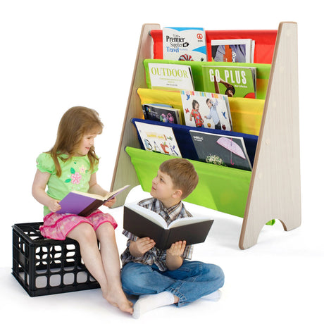 Children's Bookshelf with 4 Storage Compartments