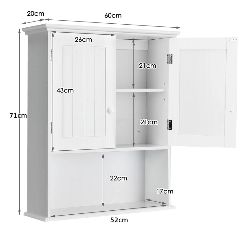 Multi-Purpose Wall Cabinet Storage with 2-Door for Bathroom White