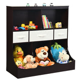 Freestanding Combo Cubby Bin Storage Organizer Unit W/3 Baskets-Brown