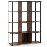 12-Cube Bookcase with 2 Anti-tipping Kits for Living Room-Rustic Brown