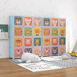 12 Cube Kids Wardrobe Closet with Hanging Section and Doors-Blue