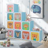 12 Cube Kids Wardrobe Closet with Hanging Section and Doors-Blue