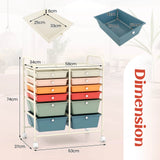 12 Drawers Rolling Cart Storage Scrapbook Paper Organizer Bins-Deep Multicolor