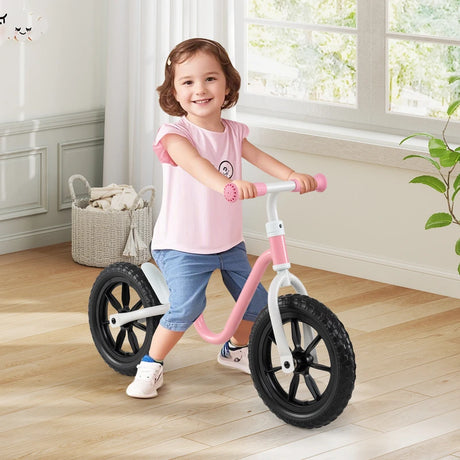 12 Inch Balance Bike No Pedal Training Bicycle with Adjustable Handle and Seat-Pink