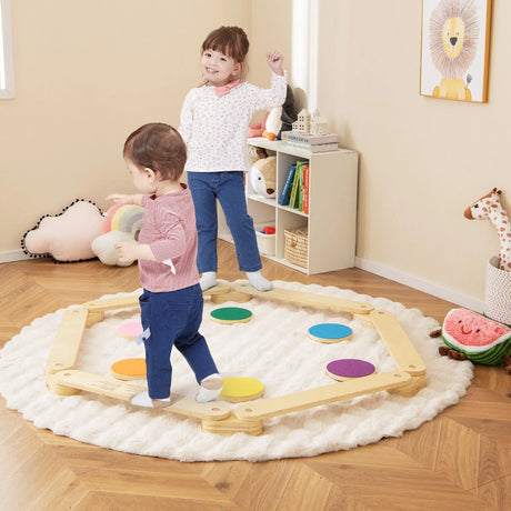 15-Piece Wooden Balance Beam & Step Stones for Coordination Development