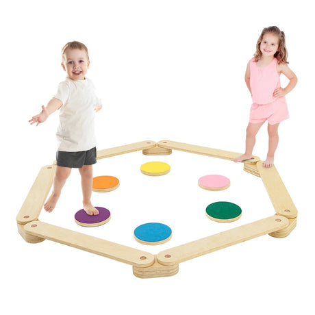 15-Piece Wooden Balance Beam & Step Stones for Coordination Development
