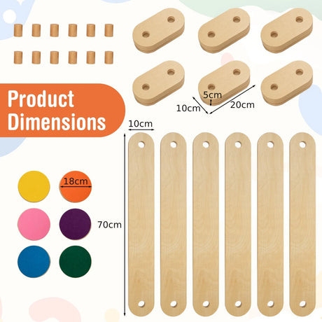 15-Piece Wooden Balance Beam & Step Stones for Coordination Development