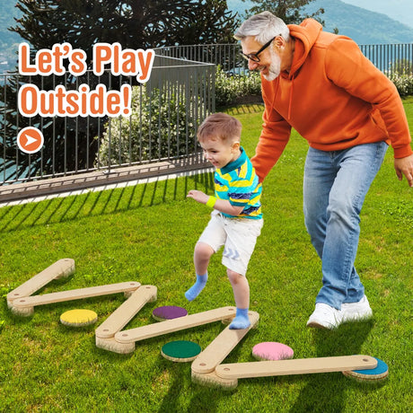 15-Piece Wooden Balance Beam & Step Stones for Coordination Development