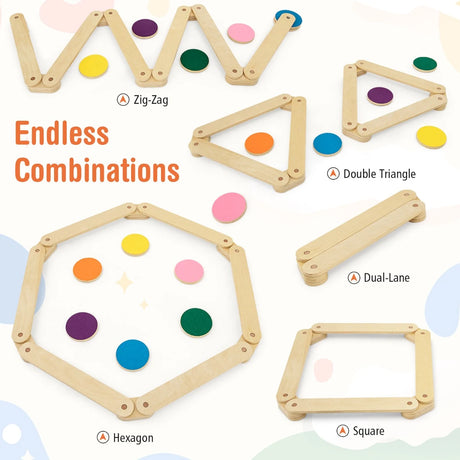 15-Piece Wooden Balance Beam & Step Stones for Coordination Development