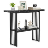 120 cm Long Narrow Console Table Faux Marble Entryway Table-Black