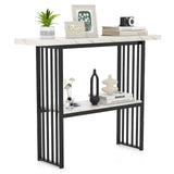 120 cm Long Narrow Console Table Faux Marble Entryway Table-White