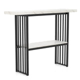 120 cm Long Narrow Console Table Faux Marble Entryway Table-White