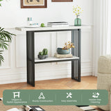 120 cm Long Narrow Console Table Faux Marble Entryway Table-White
