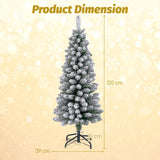 120/150/180 CM Snow Flocked Artificial Christmas Tree with 240/328/460 Branch Tips-1.2 M