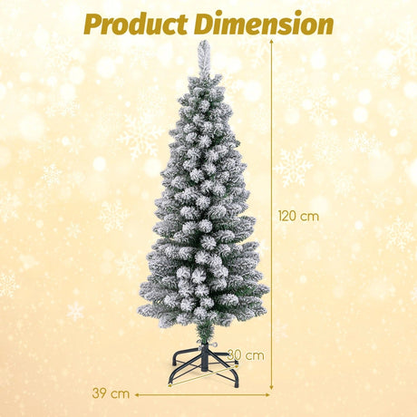 120/150/180 CM Snow Flocked Artificial Christmas Tree with 240/328/460 Branch Tips-1.2 M