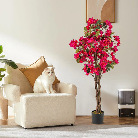120 CM Tall Artificial Bougainvillea Tree with Blooming Flowers- Rose