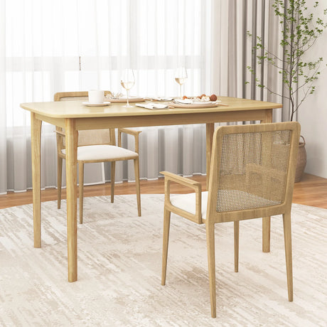 48 Inch Solid Wood Dining Table with Rubber Wood Supporting Legs for Kitchen Dining Room-Natural