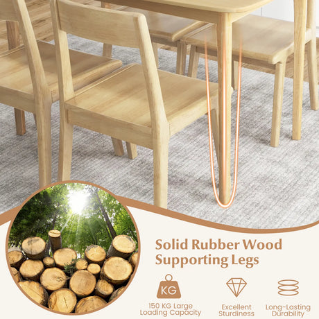 48 Inch Solid Wood Dining Table with Rubber Wood Supporting Legs for Kitchen Dining Room-Natural