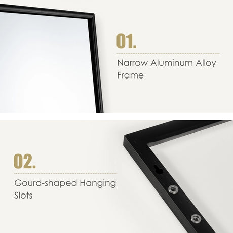 Hanging mirror full length mirror with frame 120 x 37 x 2 cm black