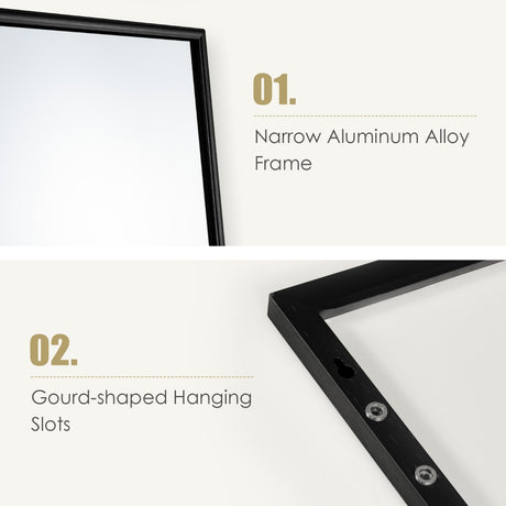 Hanging mirror full length mirror with frame 120 x 37 x 2 cm black
