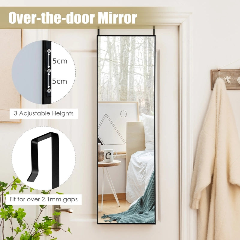Hanging mirror full length mirror with frame 120 x 37 x 2 cm black