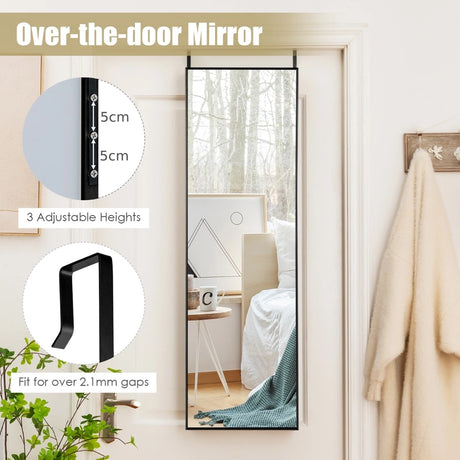 Hanging mirror full length mirror with frame 120 x 37 x 2 cm black