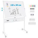 120 x 90 CM Double-Sided Dry Erase Mobile Board with Stand-White