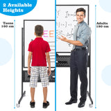 120 x 90 CM Double-Sided Dry Erase Mobile Board with Stand-Black